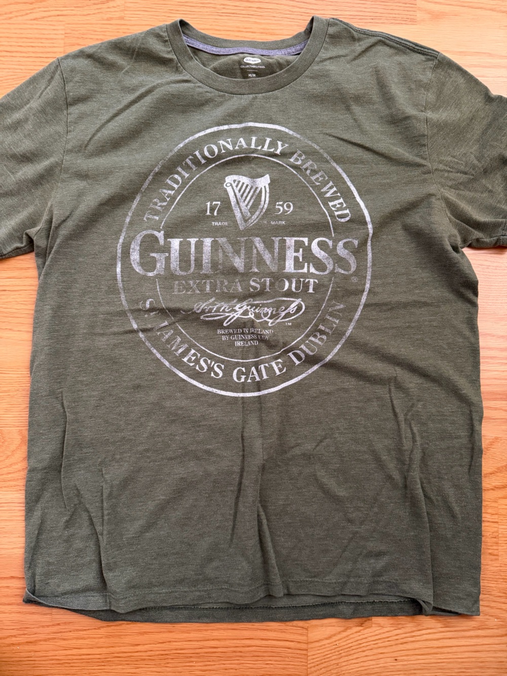 Old Navy Olive Green Guinness Graphic Tee